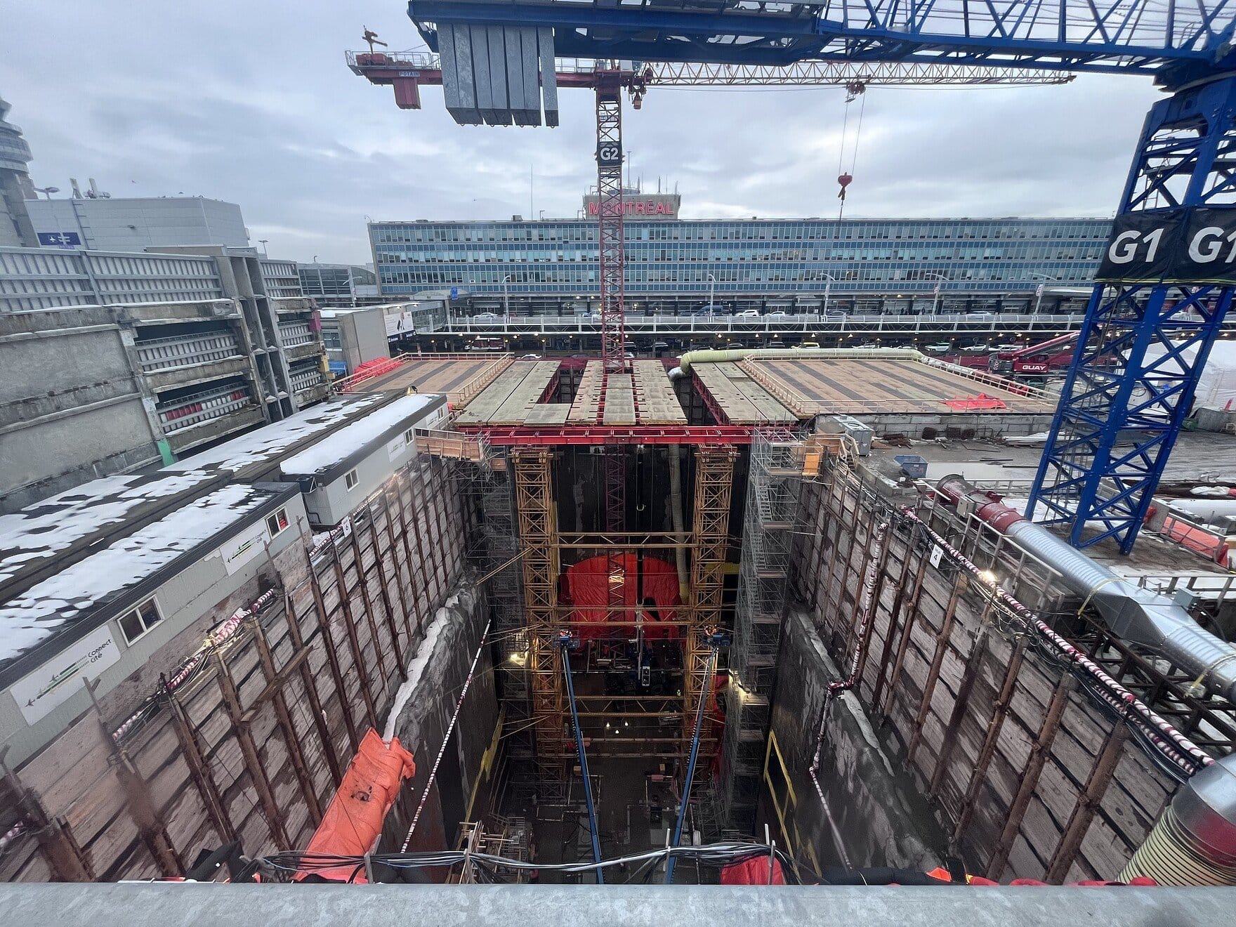 REM airport station excavation pit in February 2025. Emma Cardinal-Sirois