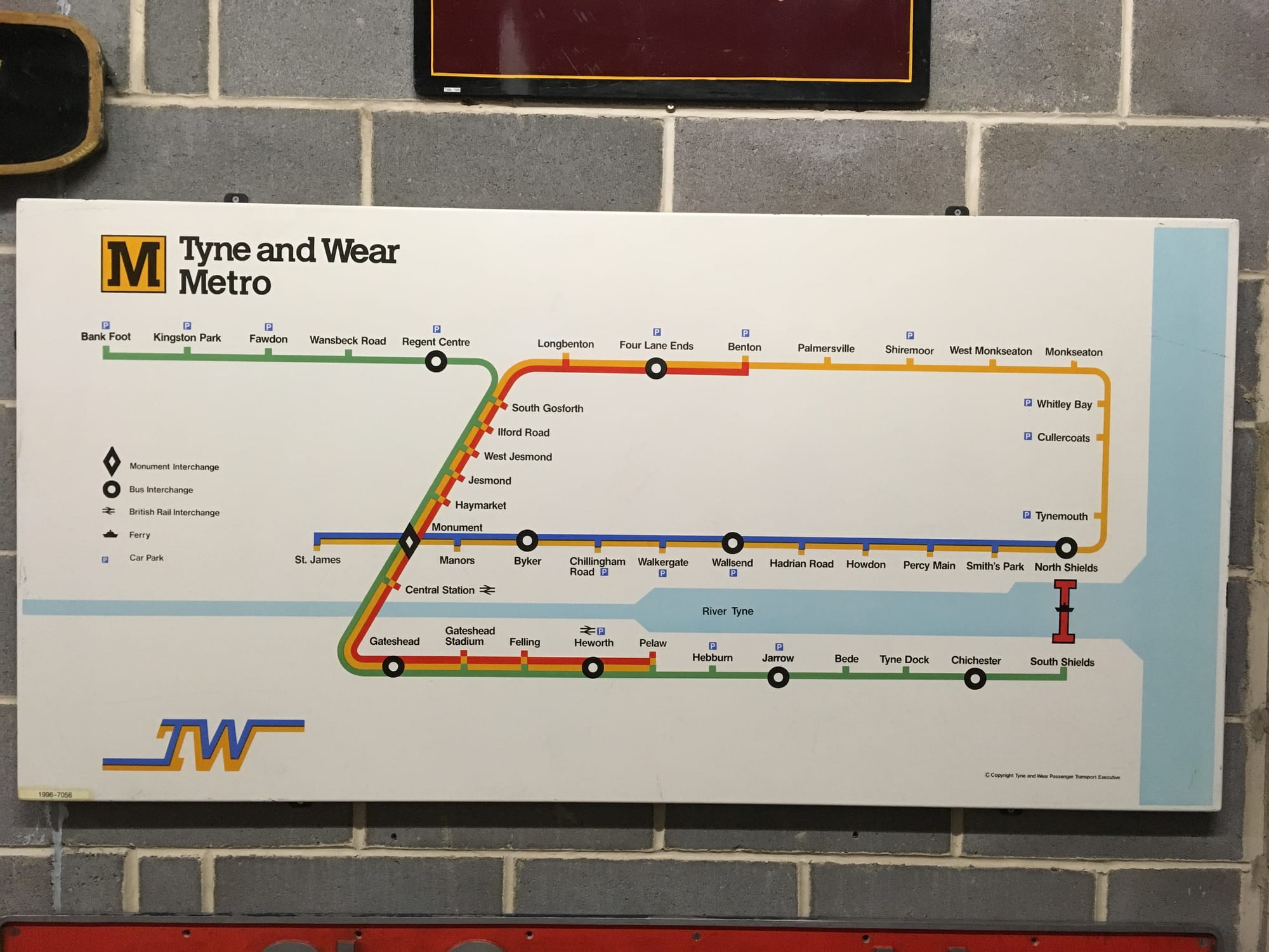 1996 Tyne & Wear map w/ Red & Blue Lines, NRM. Daniel Wright