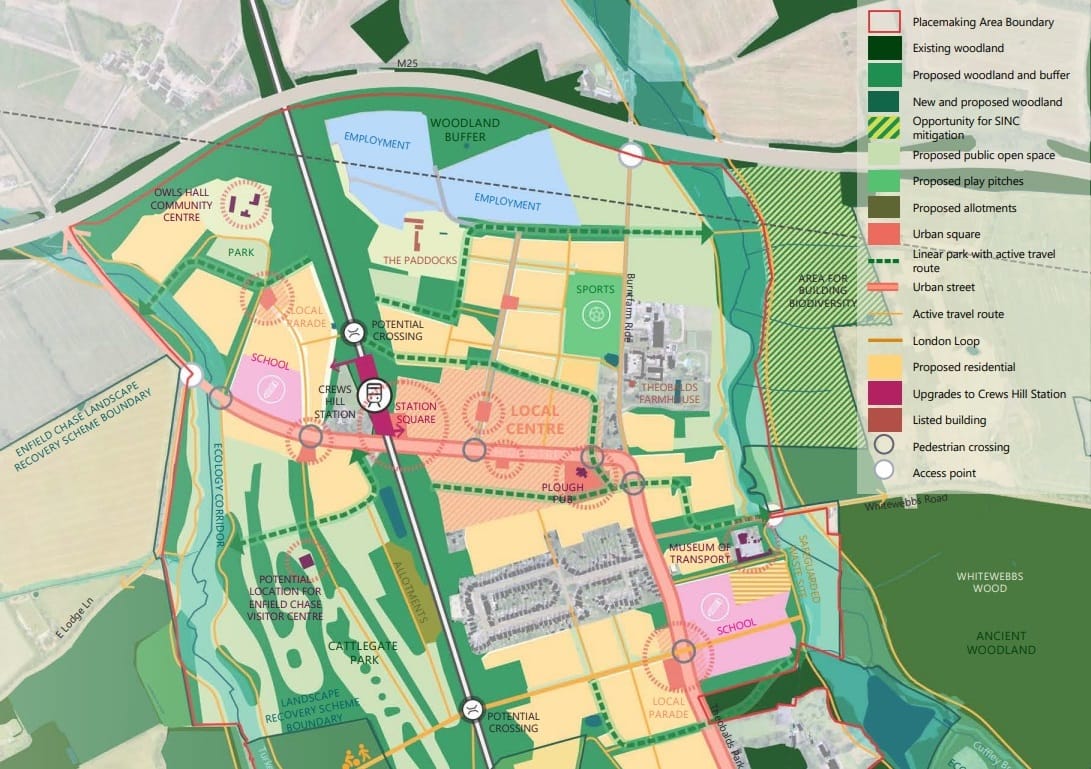 Crews Hill New Town masterplan zoning. Enfield Dispatch