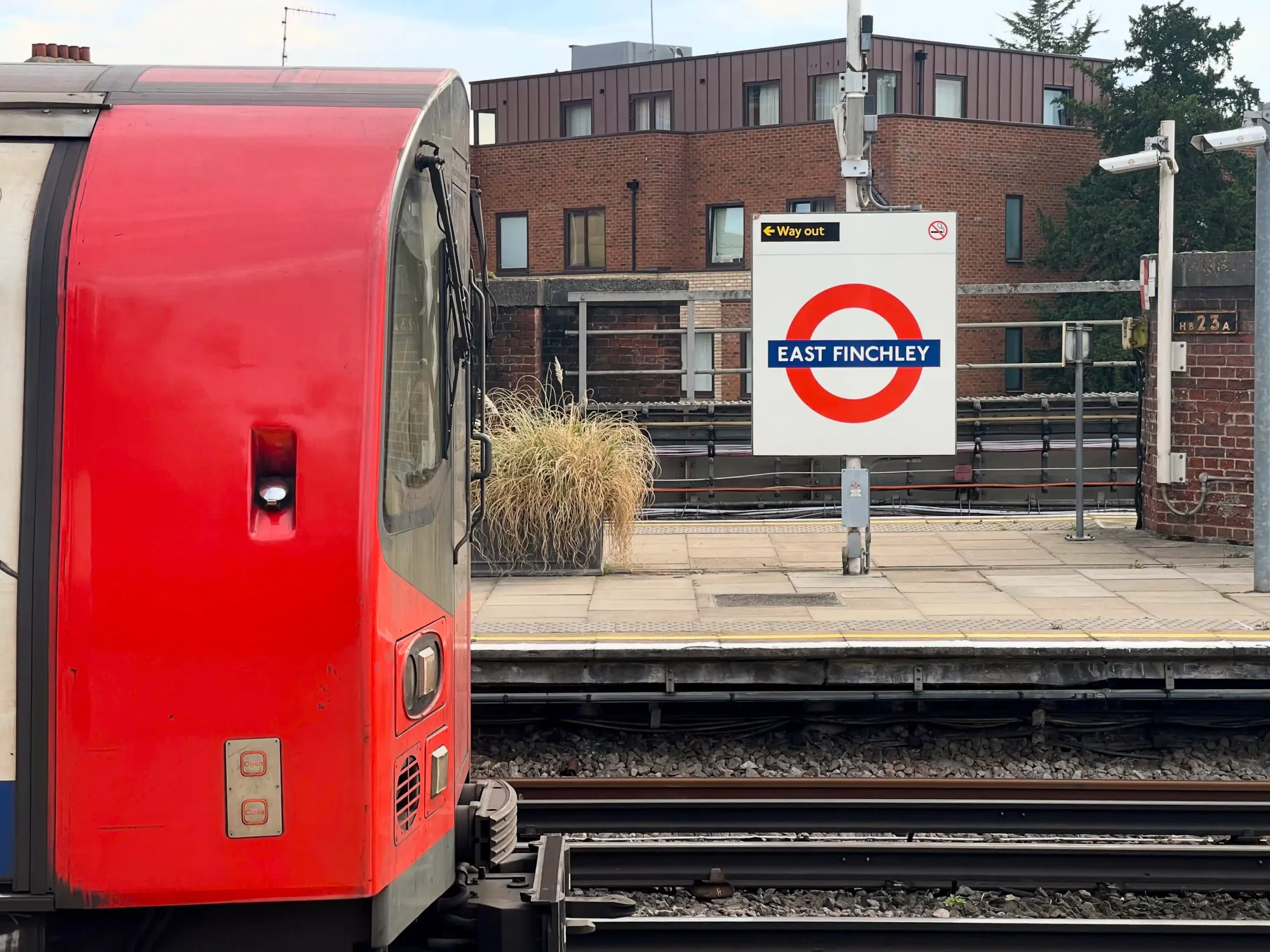 Tube train occupies one of the lesser-used centre tracks