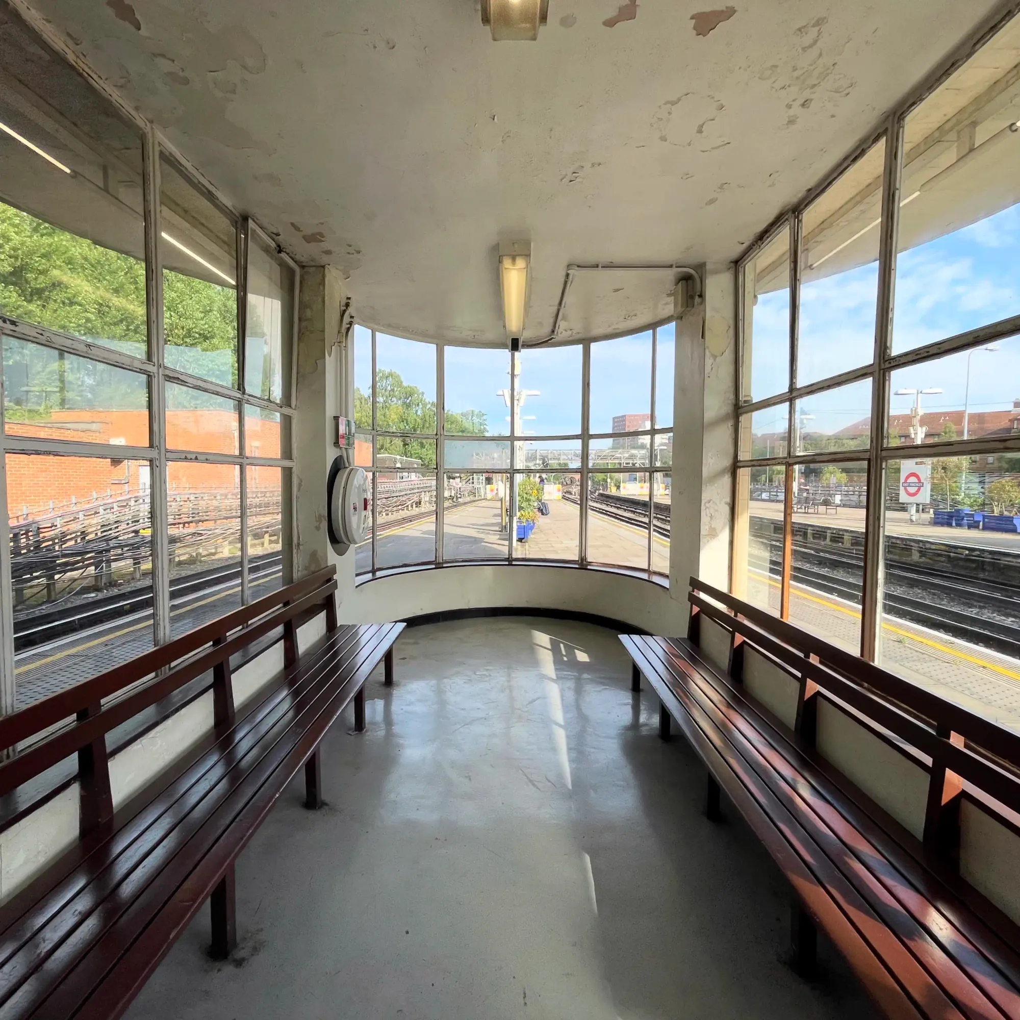 Art Deco bright platform waiting room, still open & in use