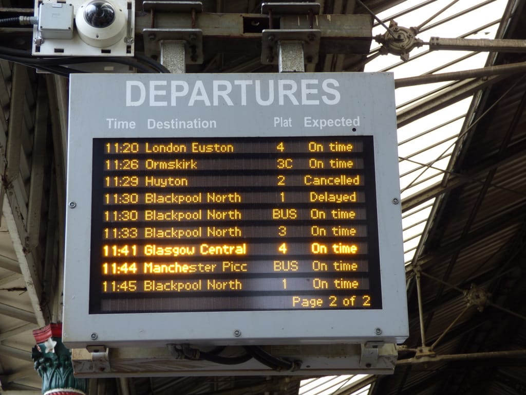 Preston railway station destination board © Copyright Thomas Nugent licensed for reuse under Creative Commons Licence