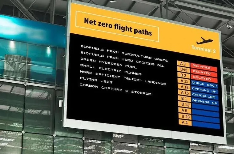 Net Zero Paths Destination board full of delays