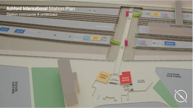3D map of Ashford International Station. Southeastern