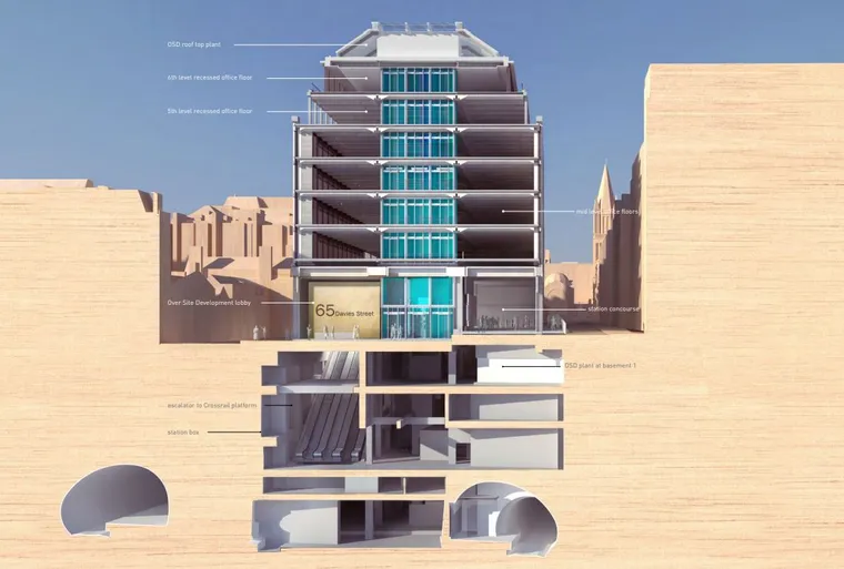 Bond Street Elizabeth Line cross-section of development