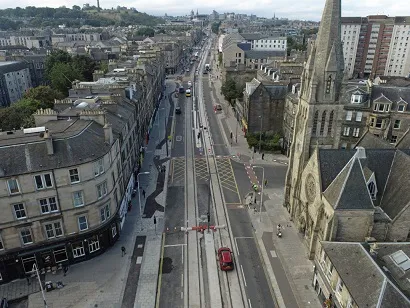 Edinburgh Newhaven tram extension track from the air