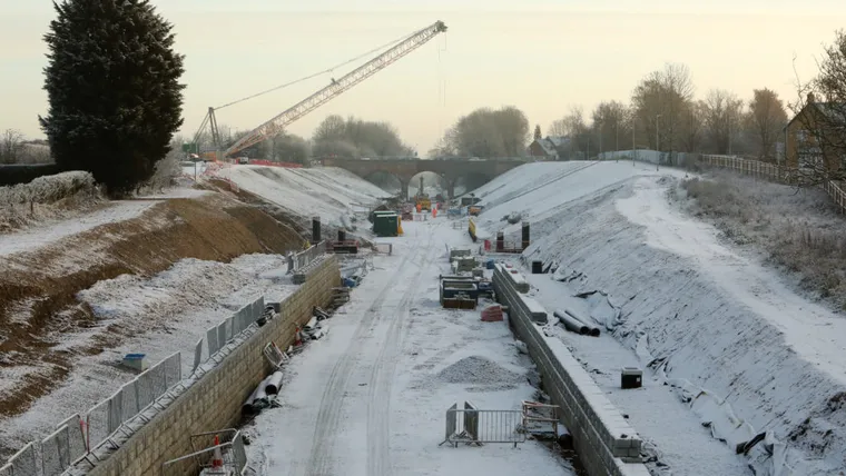 Platform foundations at Winslow station of East West Rail project