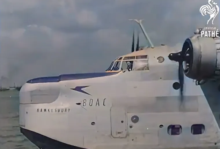 Sunderland BOAC flying boat 1940s nose & cockpit