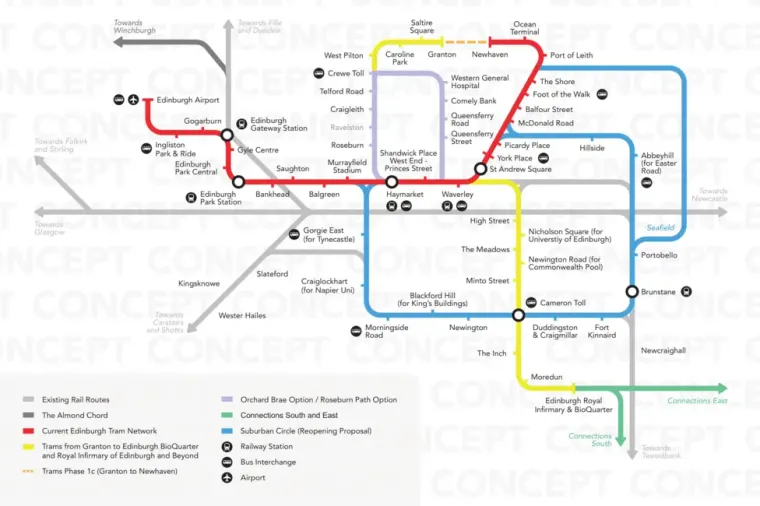 Glasgow Metro concept schematic map, in the London Underground map style