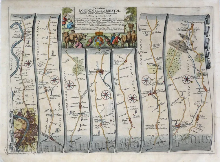 Ogilby London-to-Marlborough scroll map Plate 10 