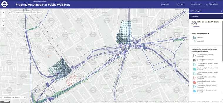Property Asset Register Public Web Map. TfL